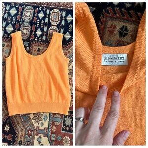Vintage St. John orange Knit Crop Top Size S vest sweater tank